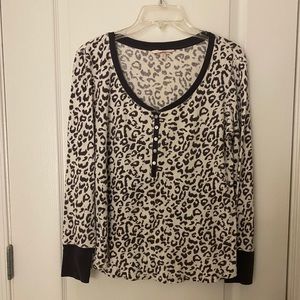 Victoria Secret Long John Pajama Top Leopard Print
